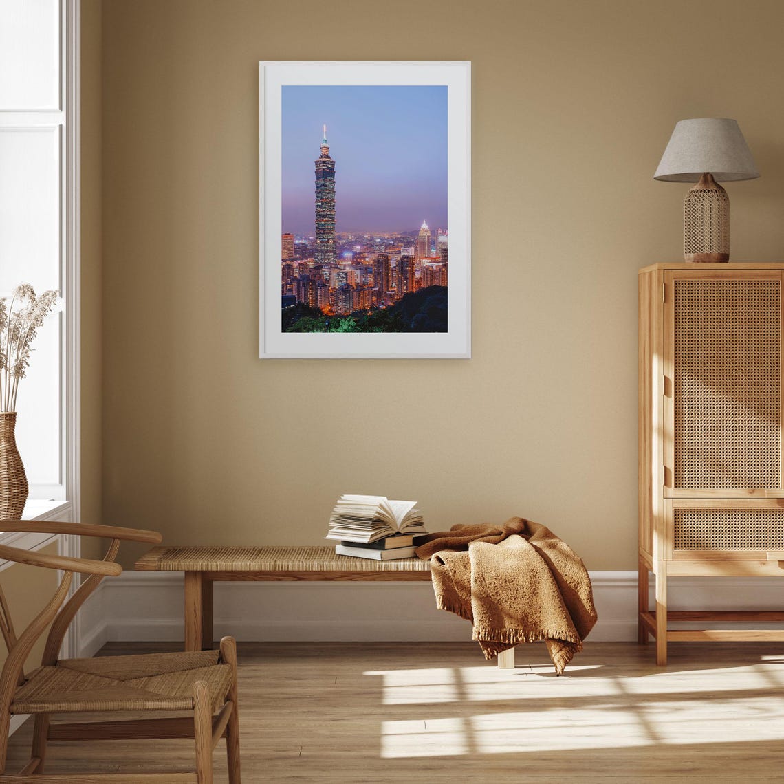 Taipei 101 Tower Dusk City Lights Skyline Nightfall Glow Poster - Image 2