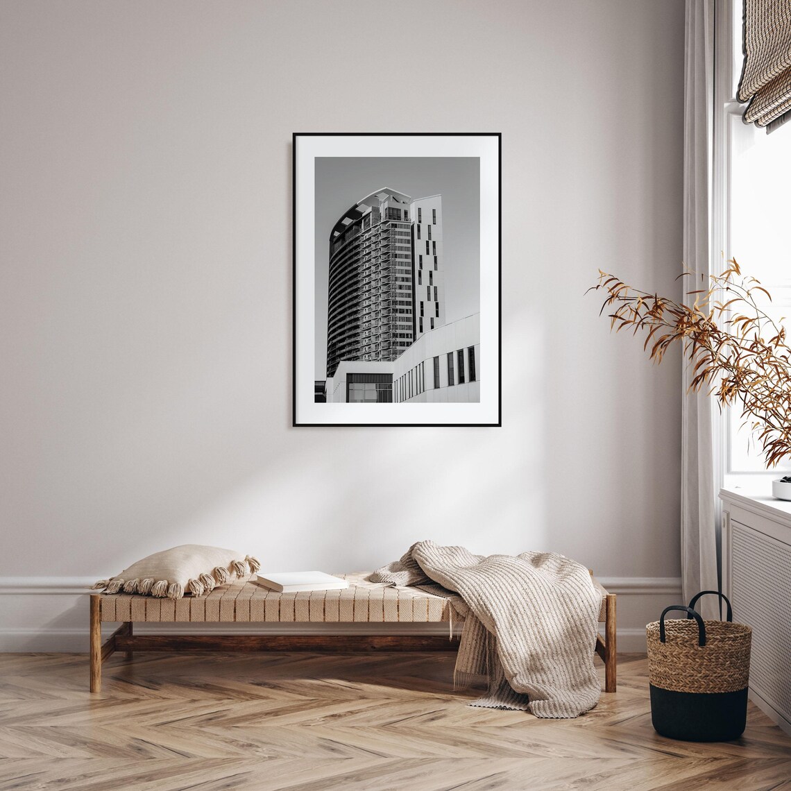 Austin Modern Curved High Rise Tower Black And White Photo Poster - Image 2