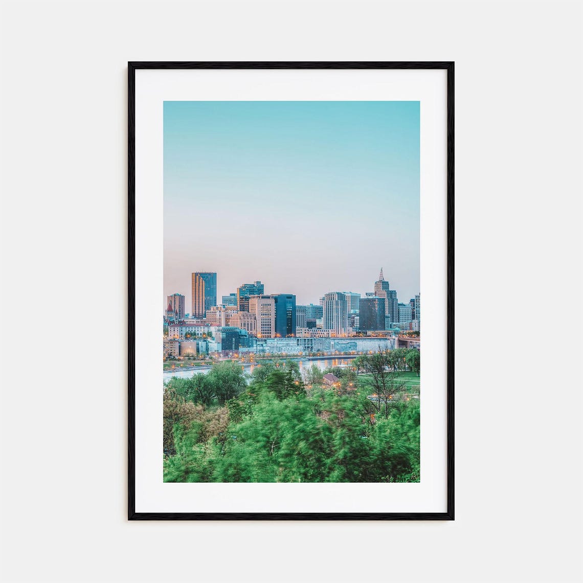 Minneapolis Minnesota Skyline at Dusk Over the River Reflection Poster