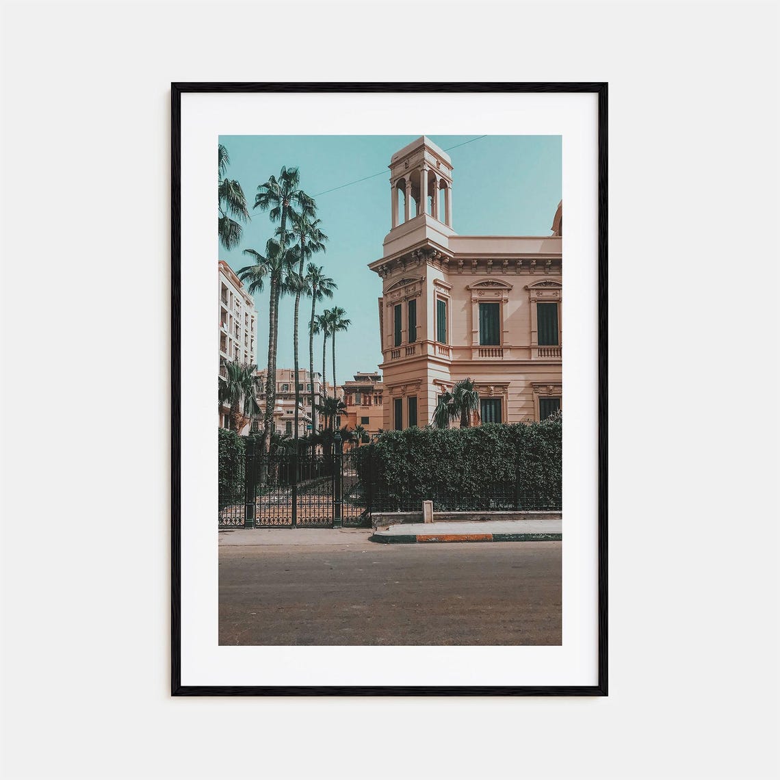 Alexandria Egypt Colonial Street Palm Trees Mediterranean Poster