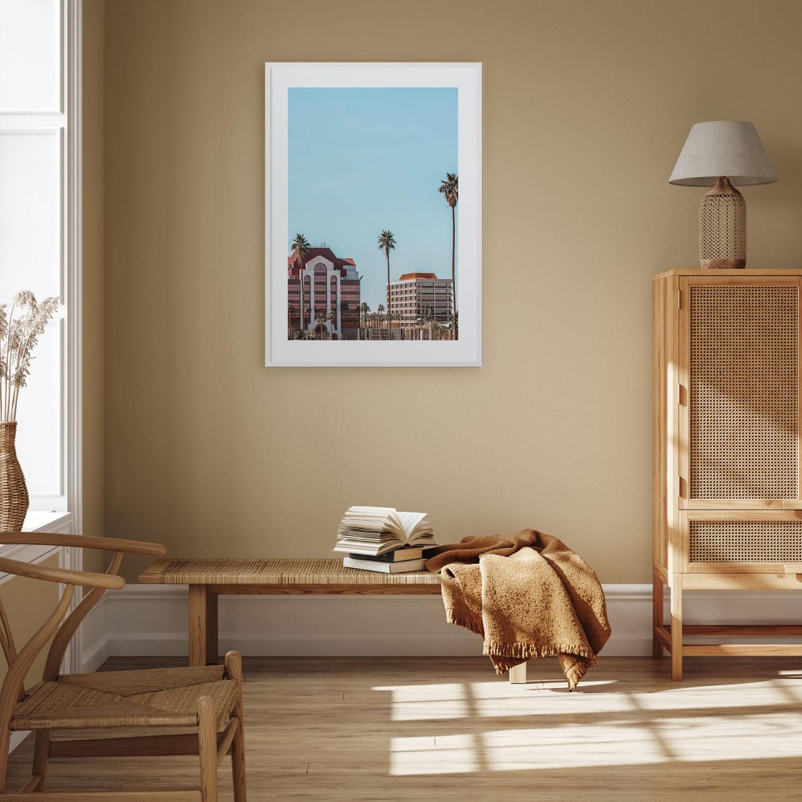 Mesa Arizona Downtown Skyline with Palm Trees Sunny Cityscape Poster - Image 3