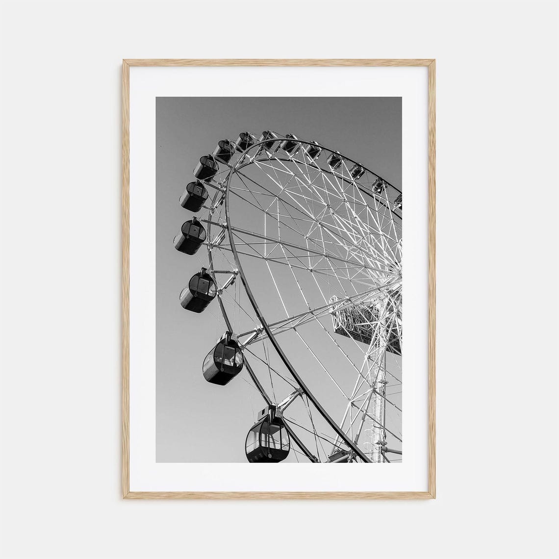 Ferris Wheel Close Up Gondolas Dramatic Black and White Photo Poster