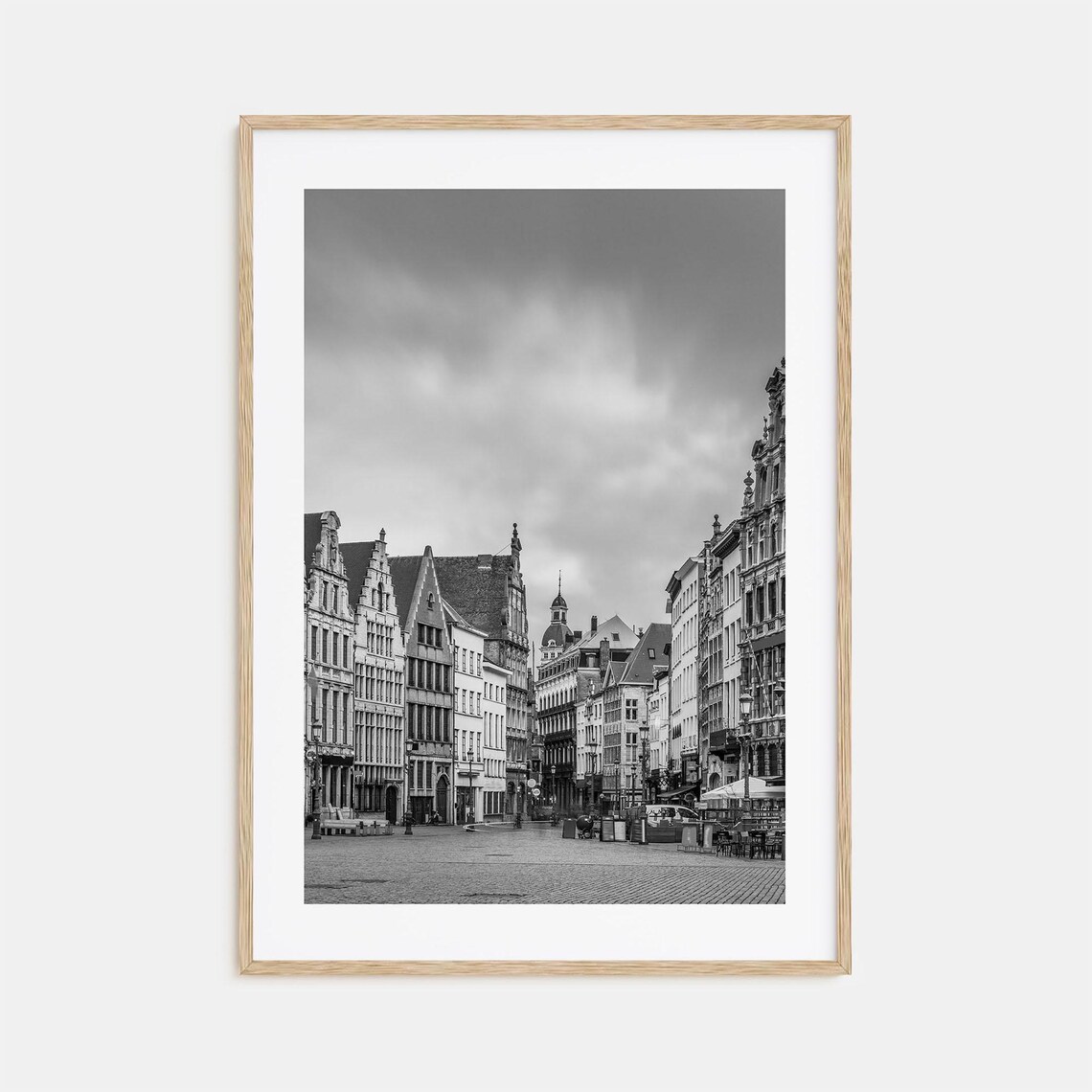 Antwerp Historic Flemish Street Square Black And White Photo Poster