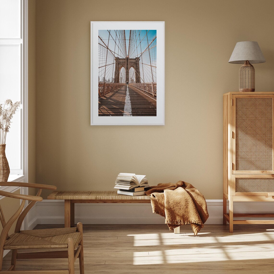 Brooklyn Bridge Colorful Travel Poster Print No. 2 - Image 2