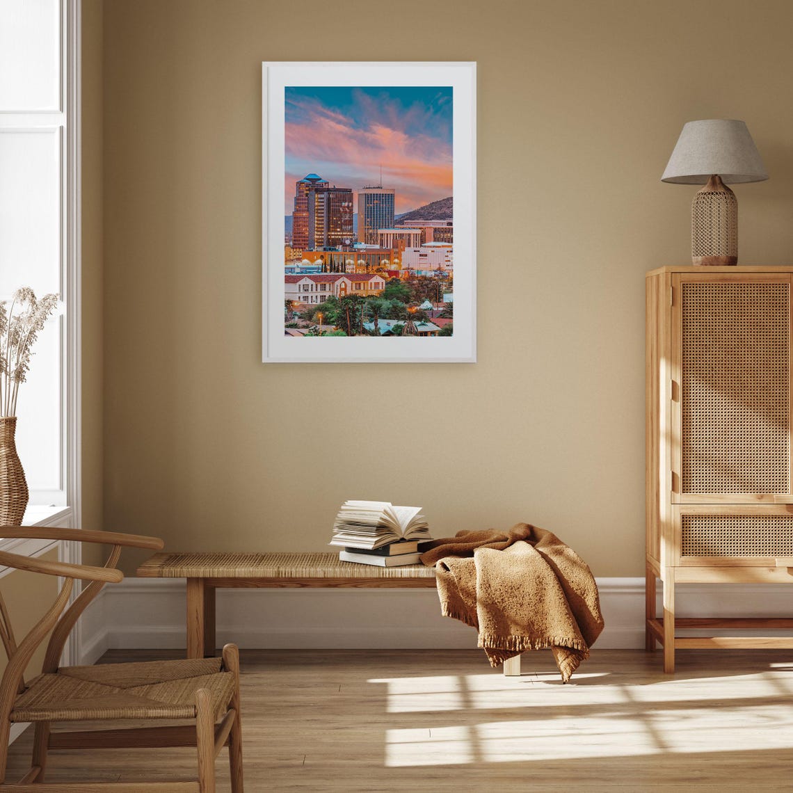 Tucson Arizona Skyline Sunset Desert Mountain Cityscape Art Poster - Image 3