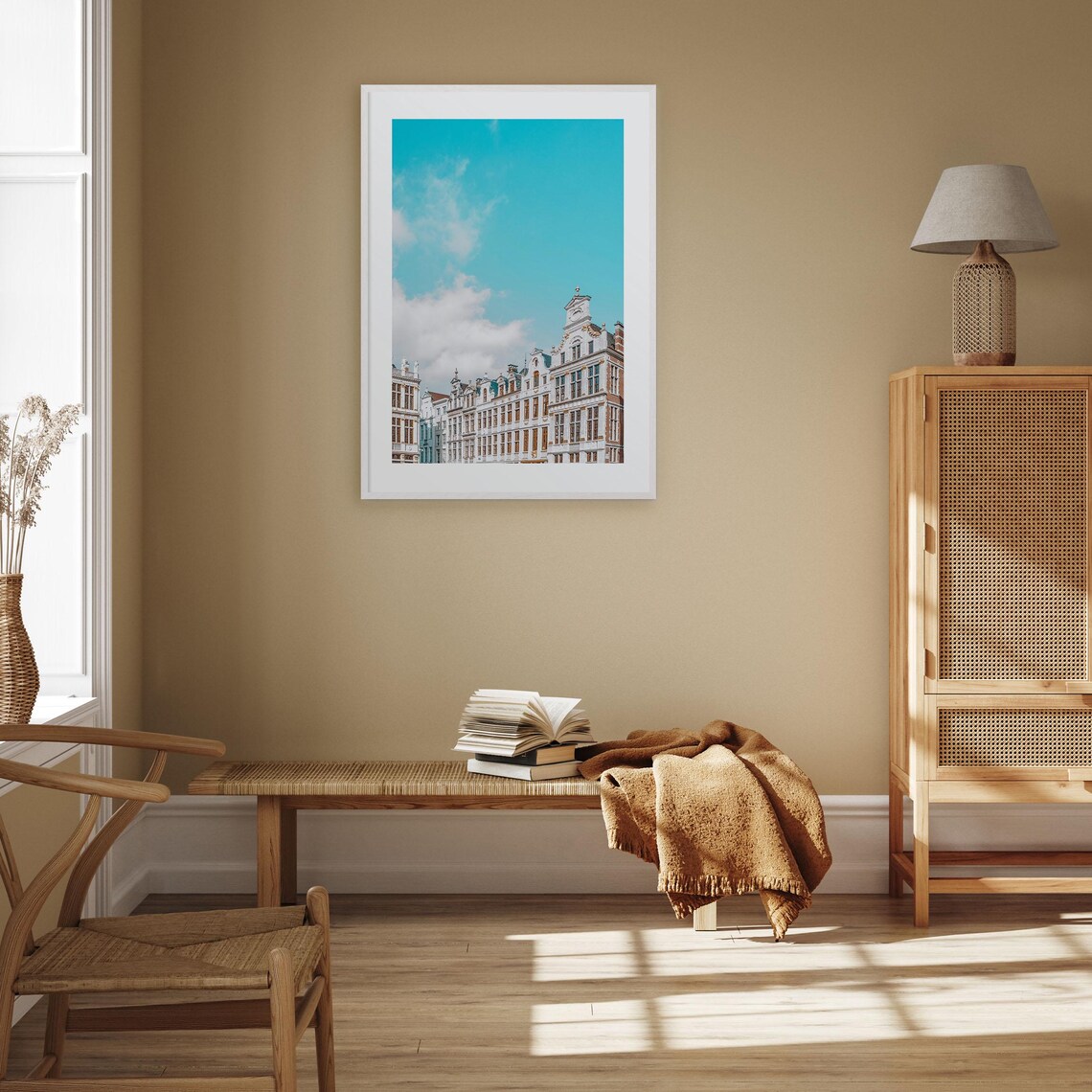 Brussels Grand Place Ornate Guild Houses Under Blue Sky Poster - Image 3