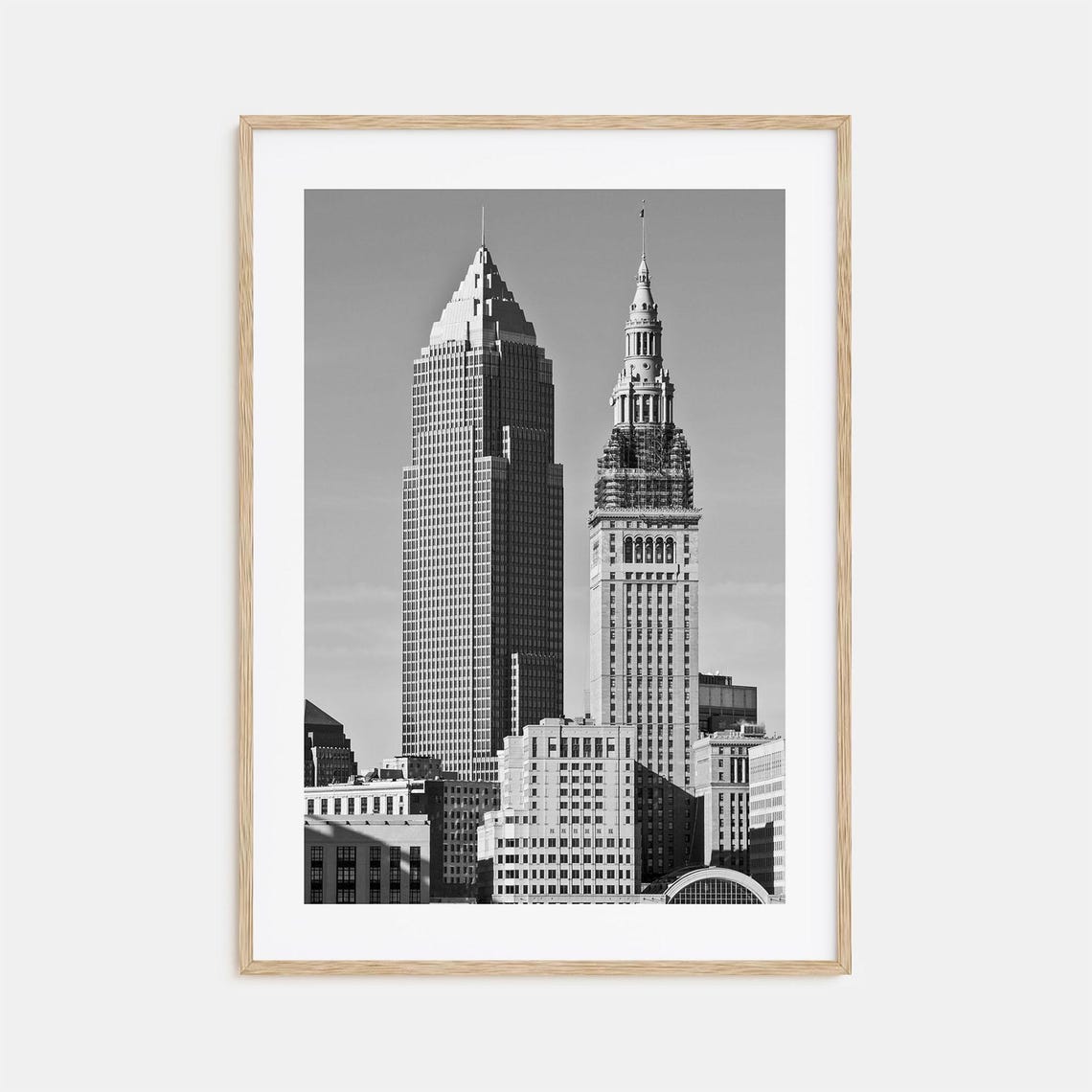 Cleveland Key Tower Terminal Tower Skyline Black White Poster