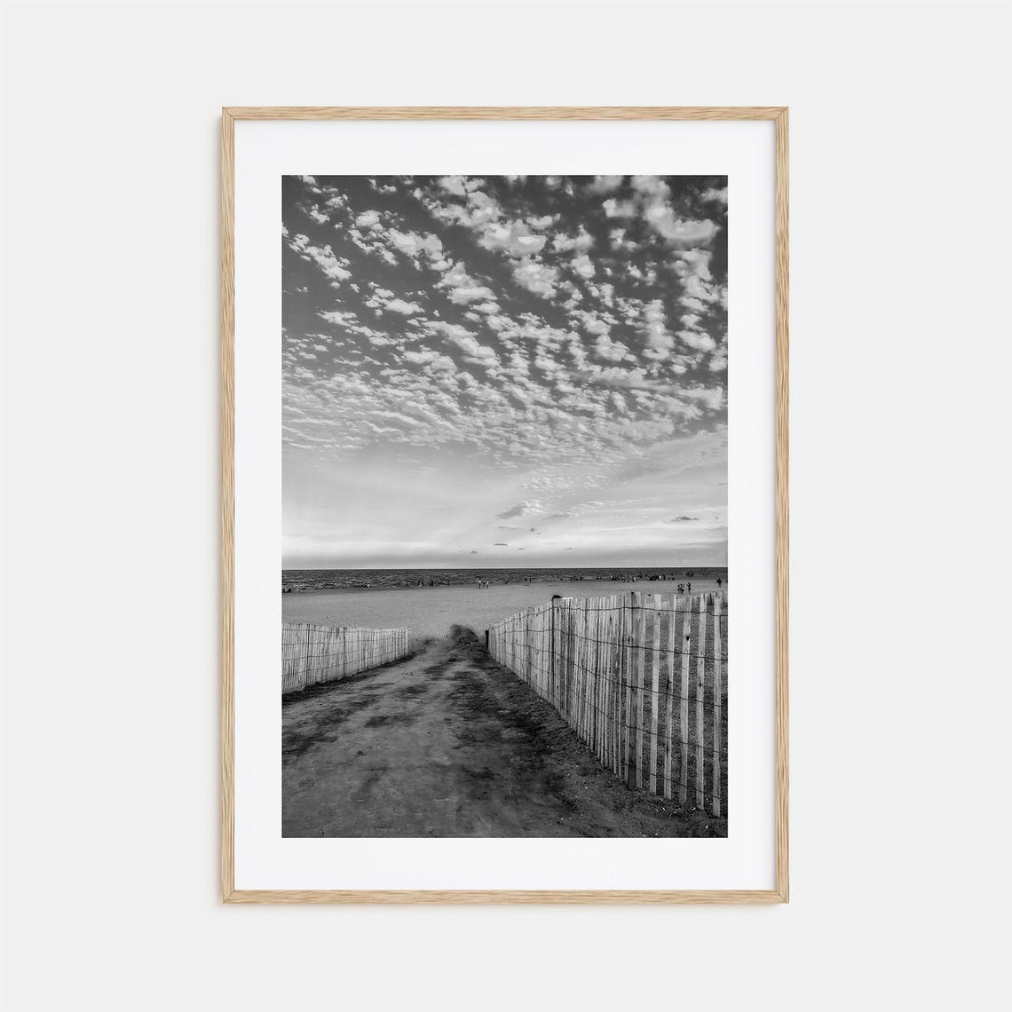 Bethany Beach Dune Fence Path Seaside Black and White Photo Poster
