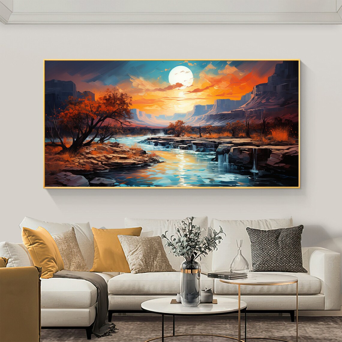 Abstract River Landscape, Minimalist Mountain Art Print - Image 2