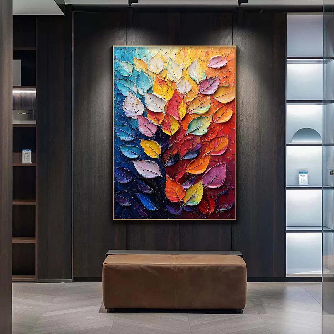 Abstract Leaves Oil Painting Modern Botanical Art - Image 5