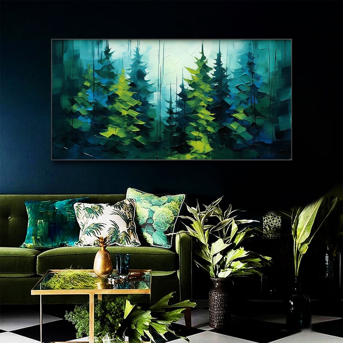 Custom Abstract Forest Oil Painting, Minimalist Art Print - Image 7