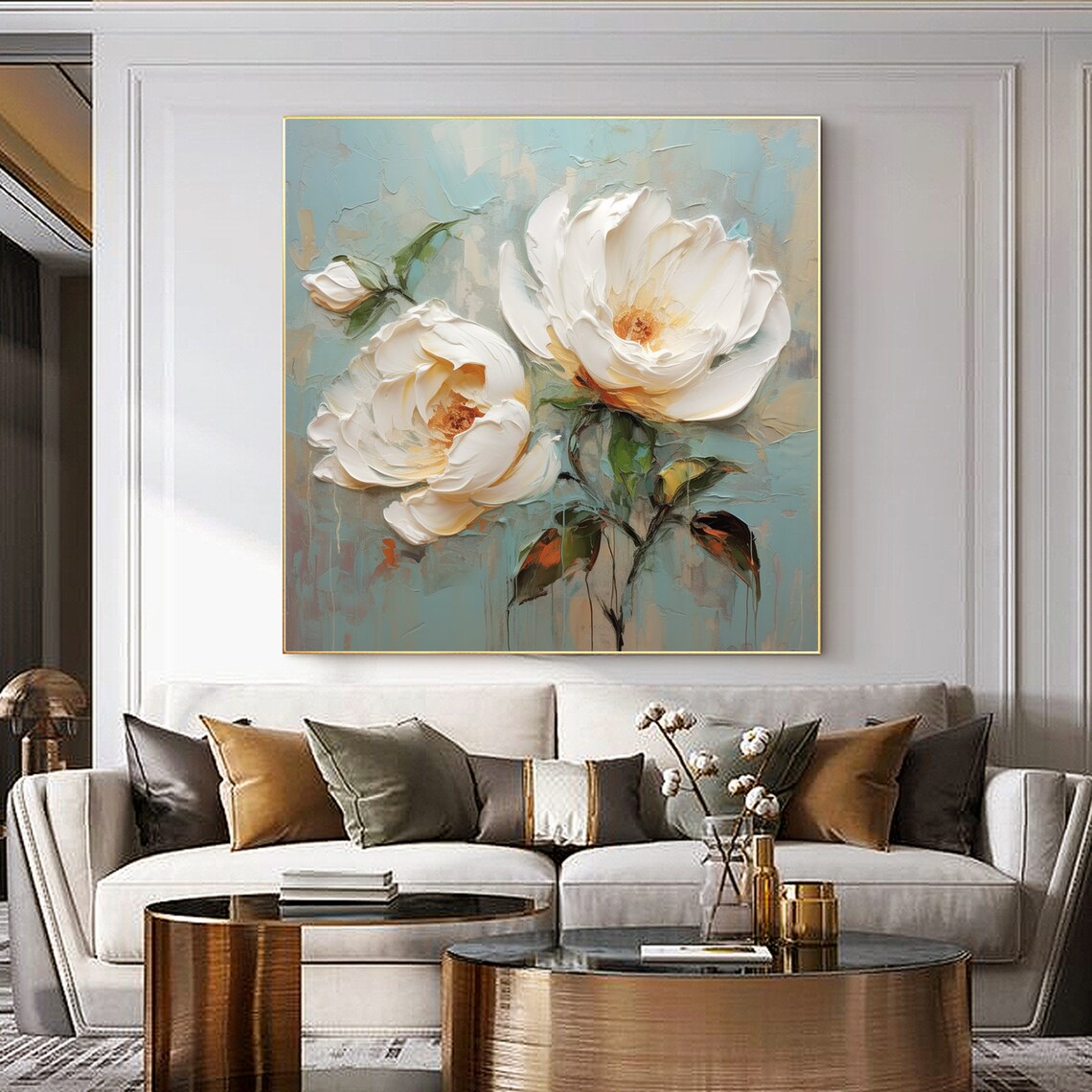 Minimalist Flower Oil Painting, Abstract Floral Art Print - Image 8