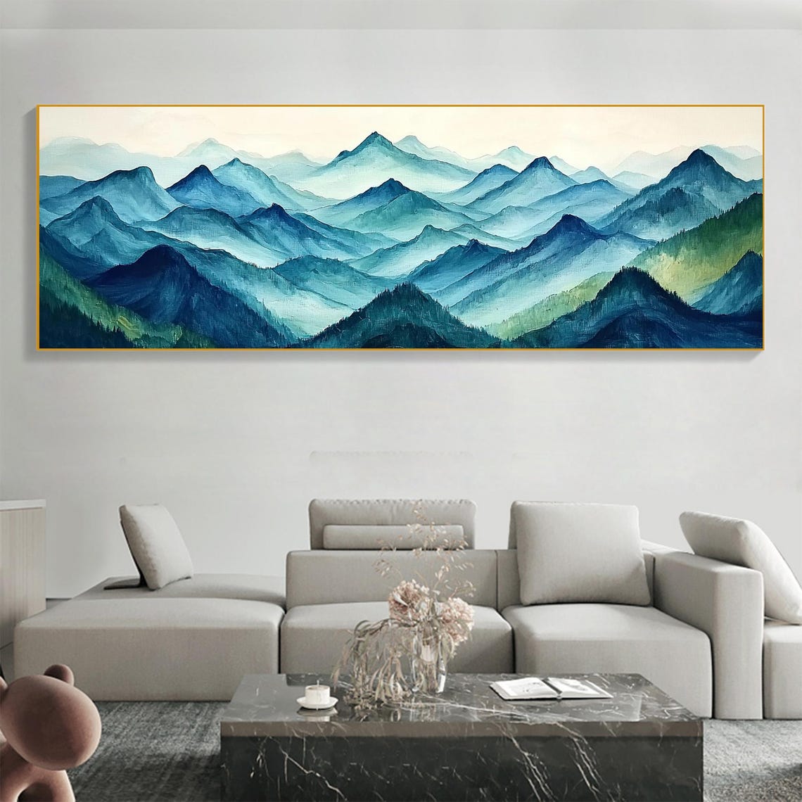 Abstract Landscape Oil Painting On Large Wall Art Original Blue Mountain Natural Scenery Painting Summer Decor Modern Home Decor - Image 7