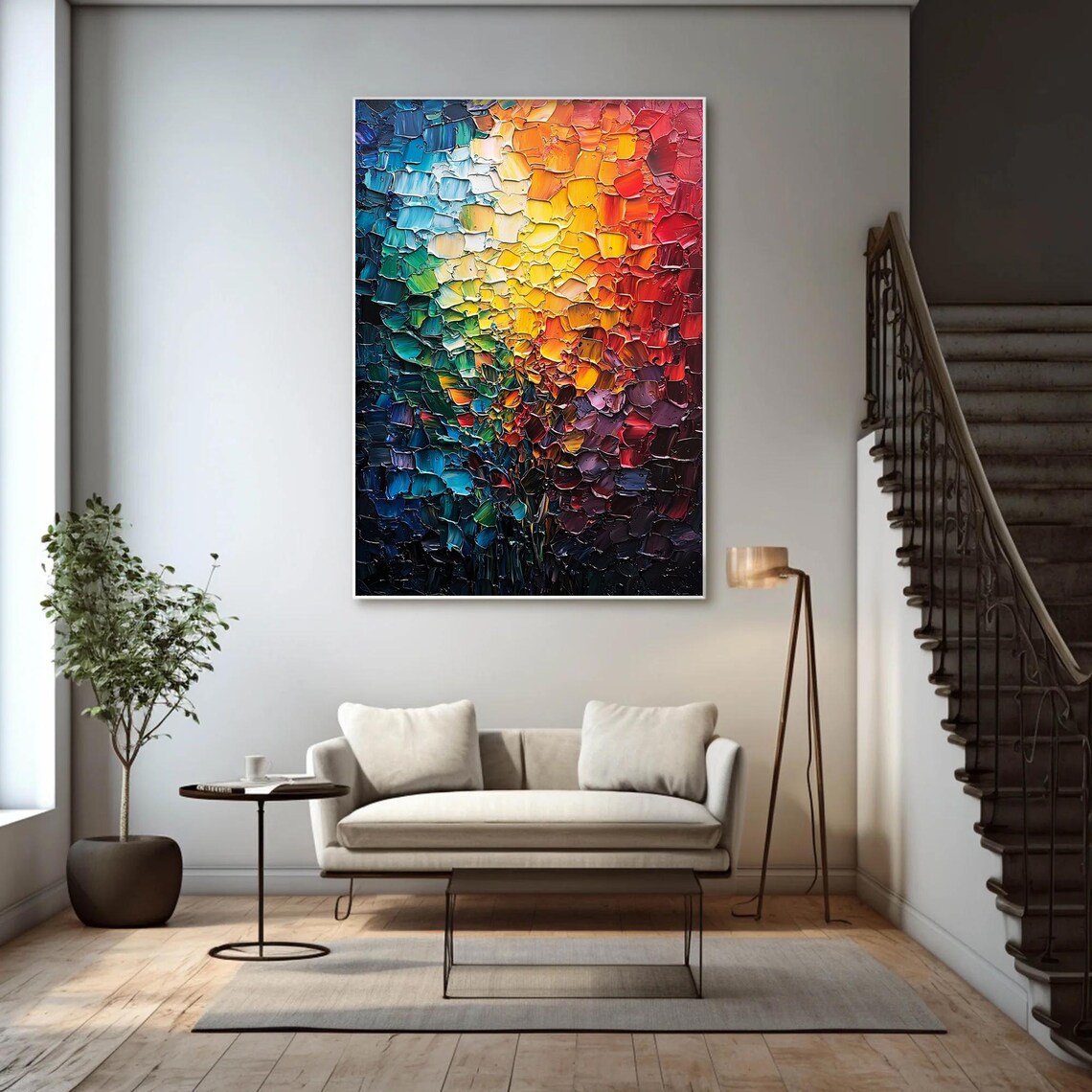 Abstract Impasto Painting, Boho Living Room Art Print - Image 5