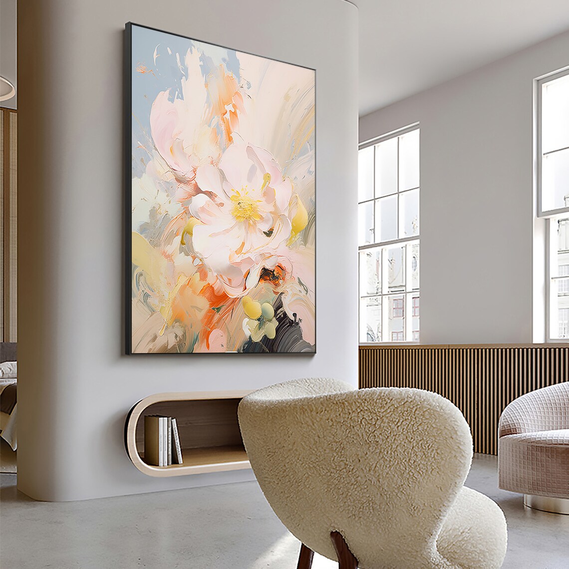 Minimalist Pink Flower Oil Painting, Modern Wall Art Print - Image 7