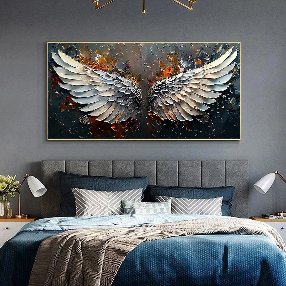 Abstract Angel Wing Oil Painting, Boho Art Print - Image 2