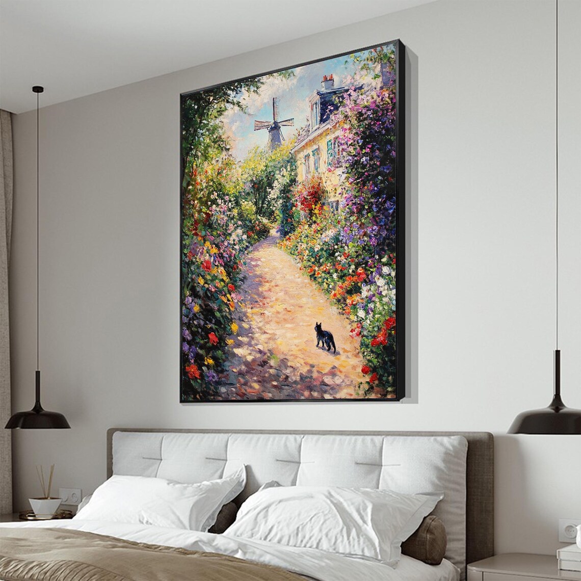 Romantic Township Floral Landscape, Boho Art Print - Image 2
