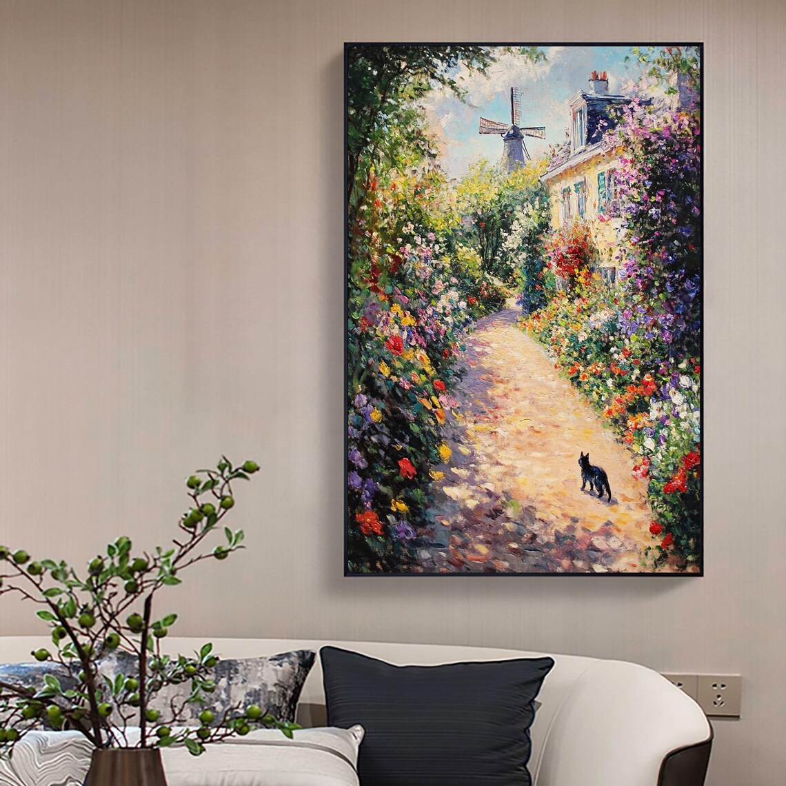 Romantic Township Floral Landscape, Boho Art Print - Image 4