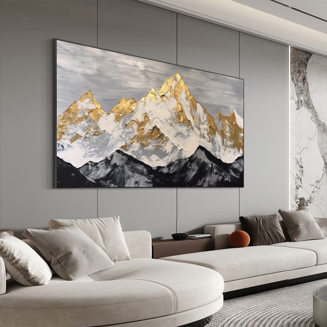 Golden Mountain Oil Painting Landscape Art Print - Image 8
