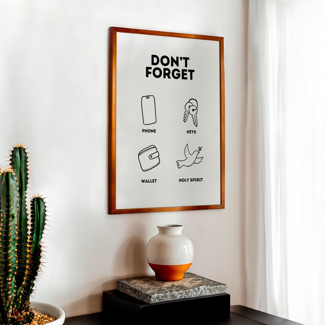 Don't Forget Phone Keys Wallet Holy Spirit Checklist Funny Faith Poster - Image 2
