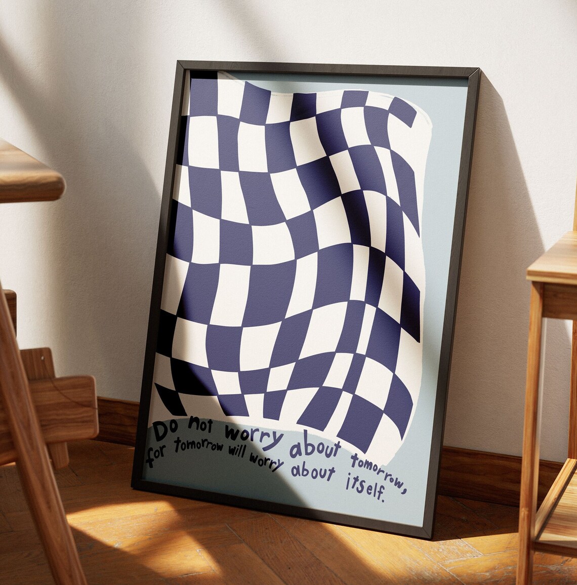 Retro Checkered Matthew 6:34 Scripture Art Print - Image 3