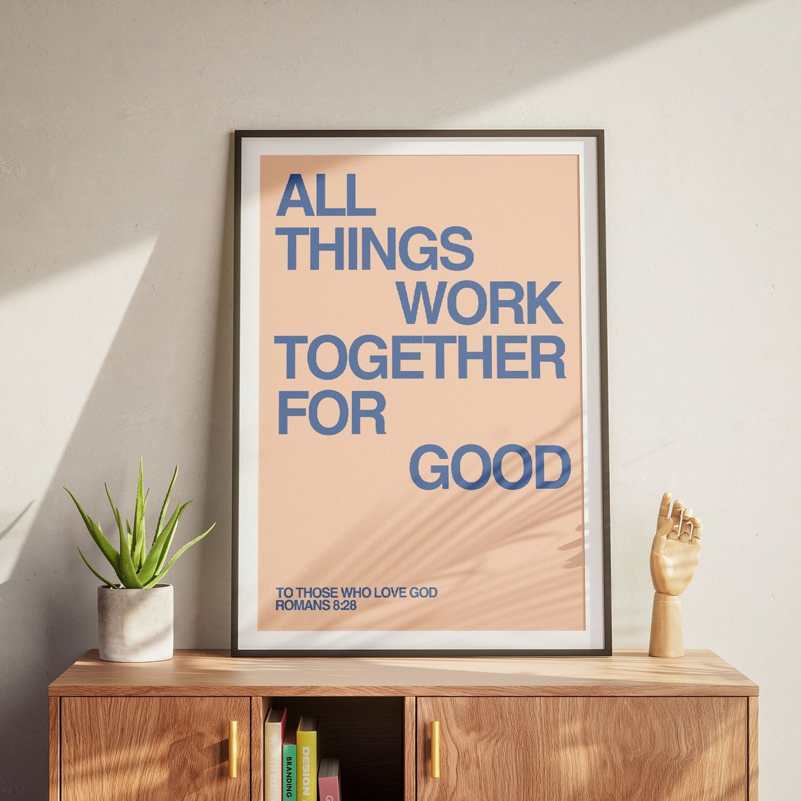 All Things Work Together for Good Romans 8:28 Pink Faith Poster - Image 2