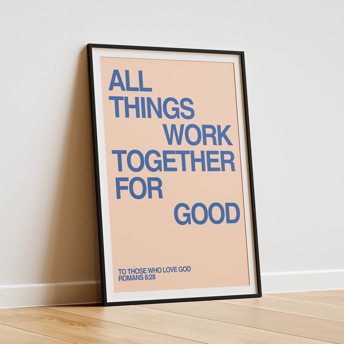 All Things Work Together for Good Romans 8:28 Pink Faith Poster - Image 3