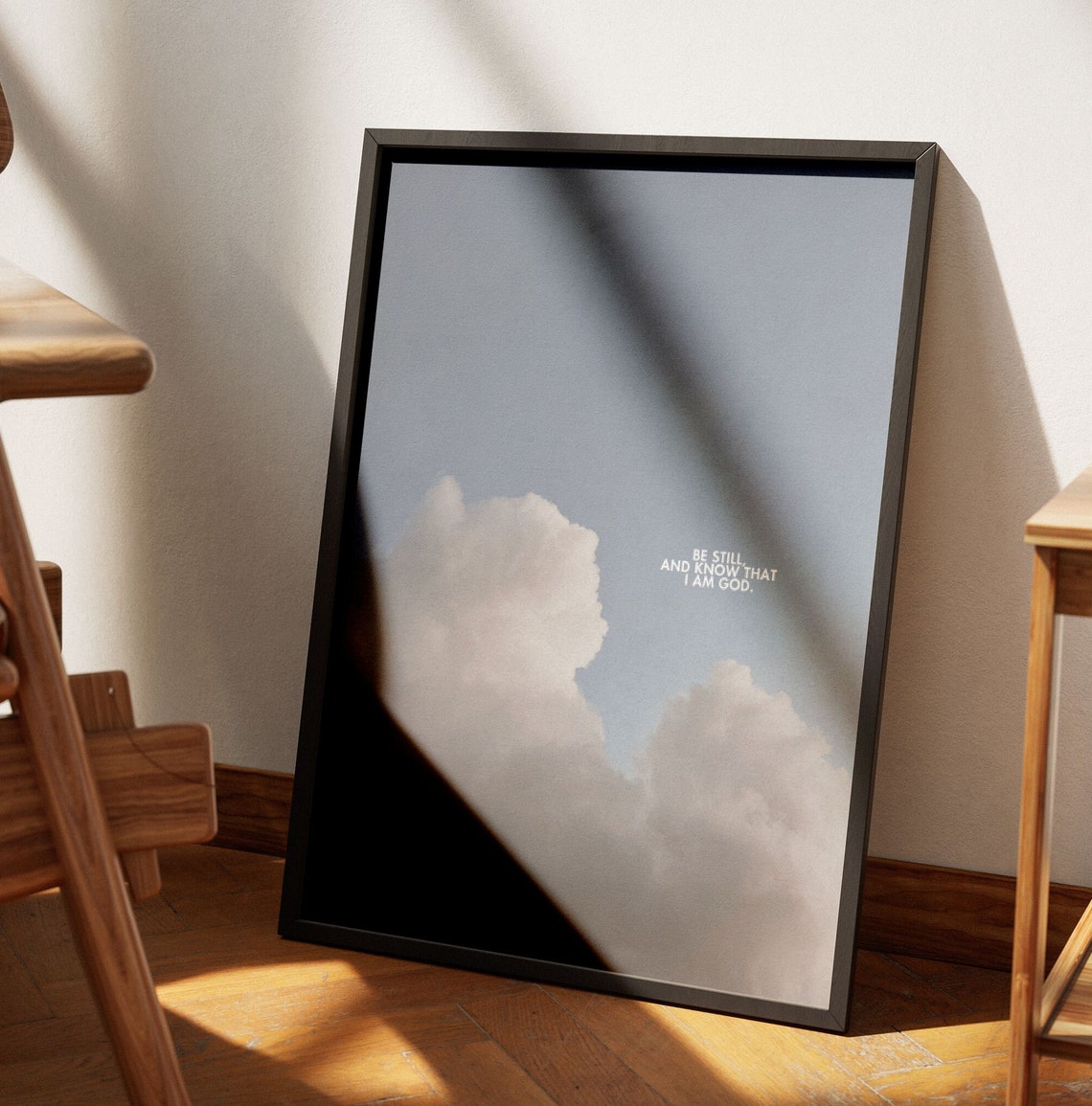 Be Still and Know That I Am God Serene Blue Cloud Sky Faith Poster - Image 3
