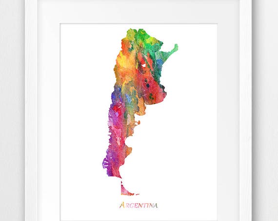 Argentina Map Print Watercolor Poster Wall Art Painting Home Office Decor