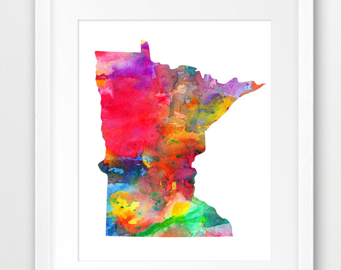 Minnesota State Map - Watercolor Silhouette Poster