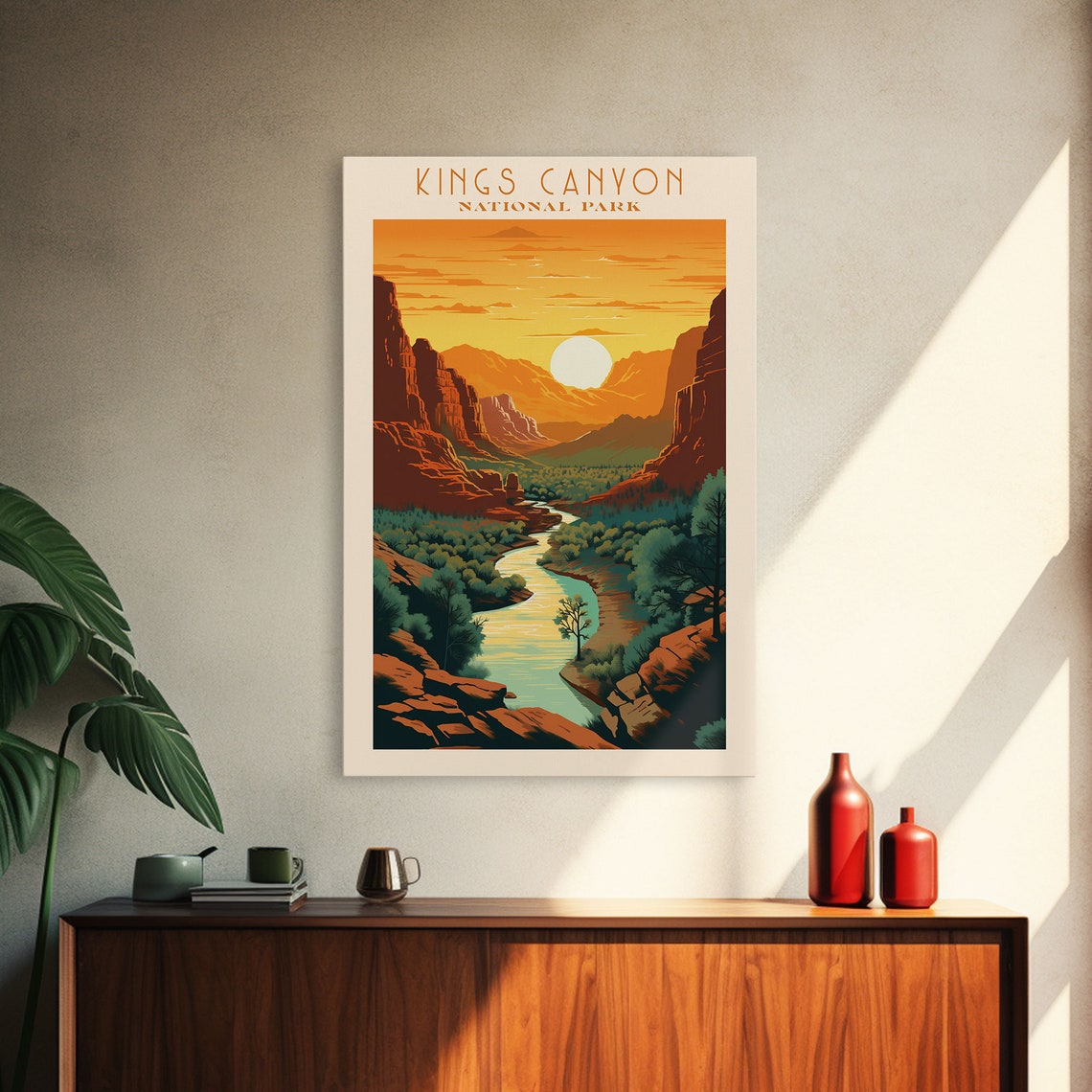 Kings Canyon National Park Sunset River Valley Travel Poster