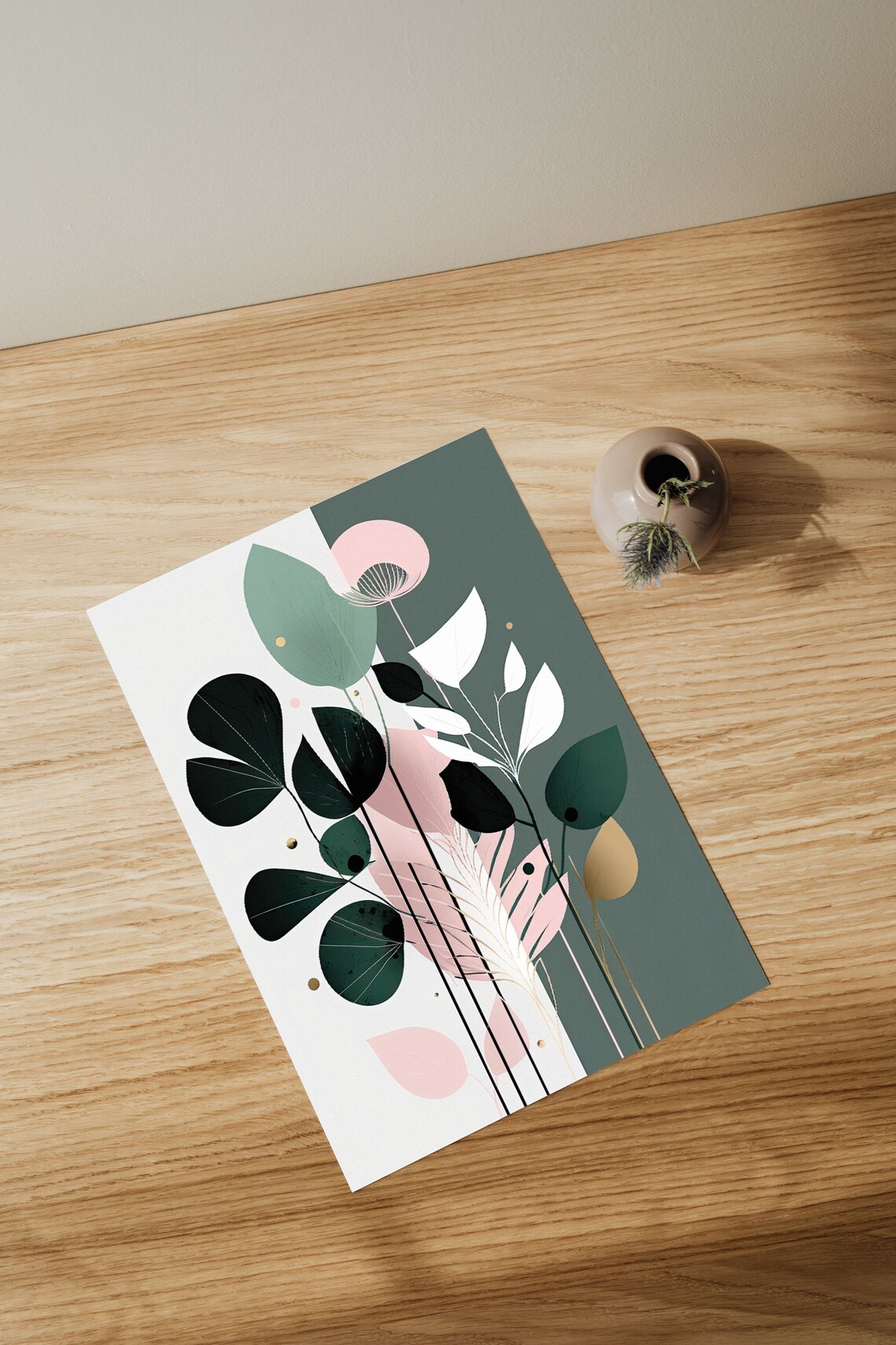 Abstract Plant Motif Poster, Scandinavian Decor
