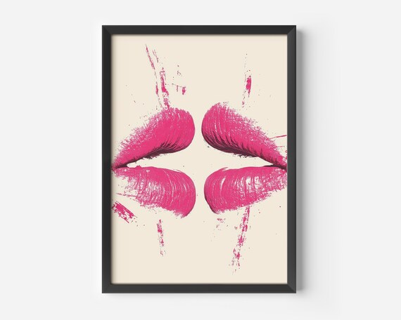 Living Room Wall Decor Trend Pink Pop Art Picture Modern Lip Illustration Entryway Inspiration Stylish Prints