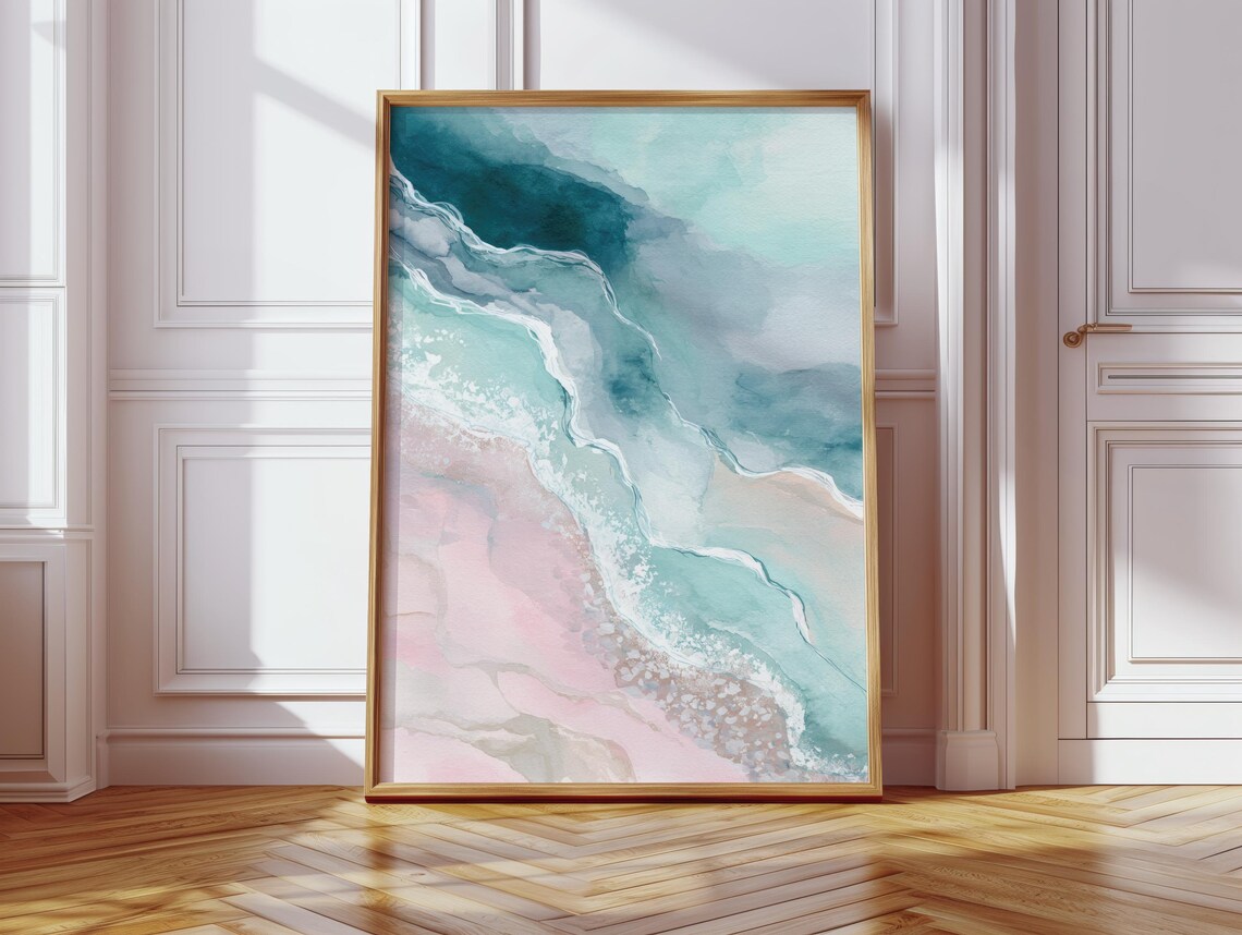 Ocean Watercolor Poster, Scandinavian Landscape Art