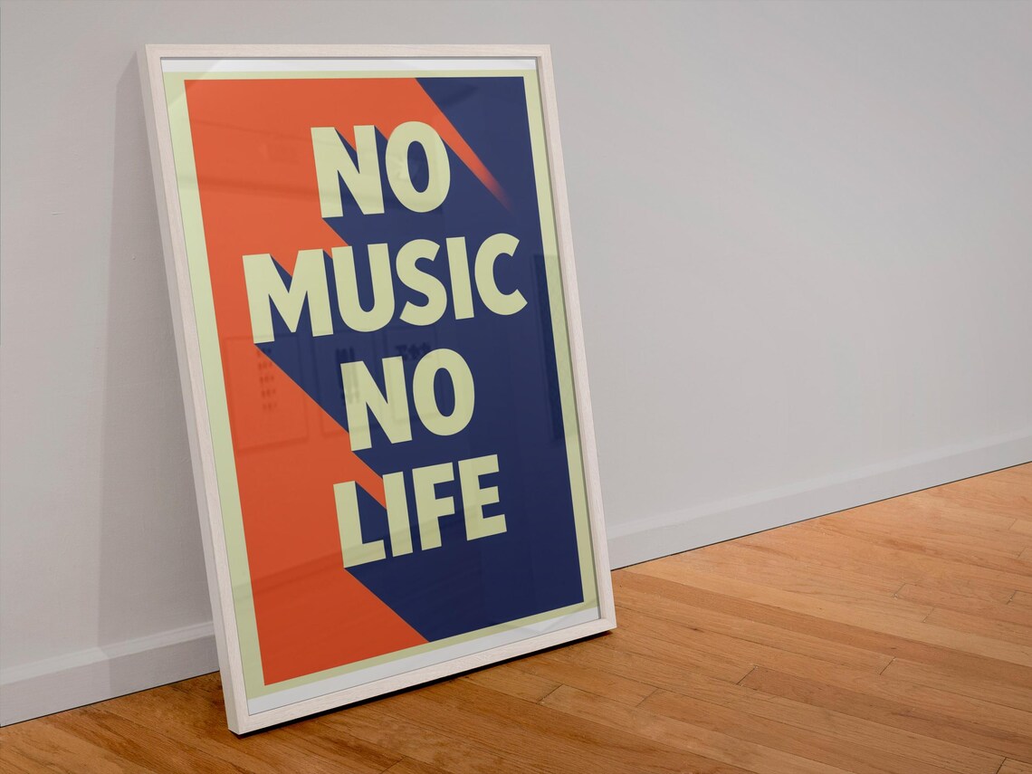 Bold Modern No Music No Life, Music Quote - Image 3