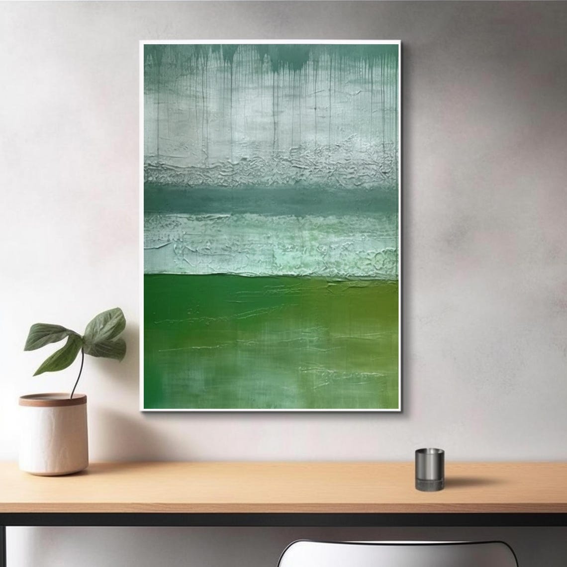 Layered Green Abstract With Drips Textured Minimalist Art Poster - Image 4