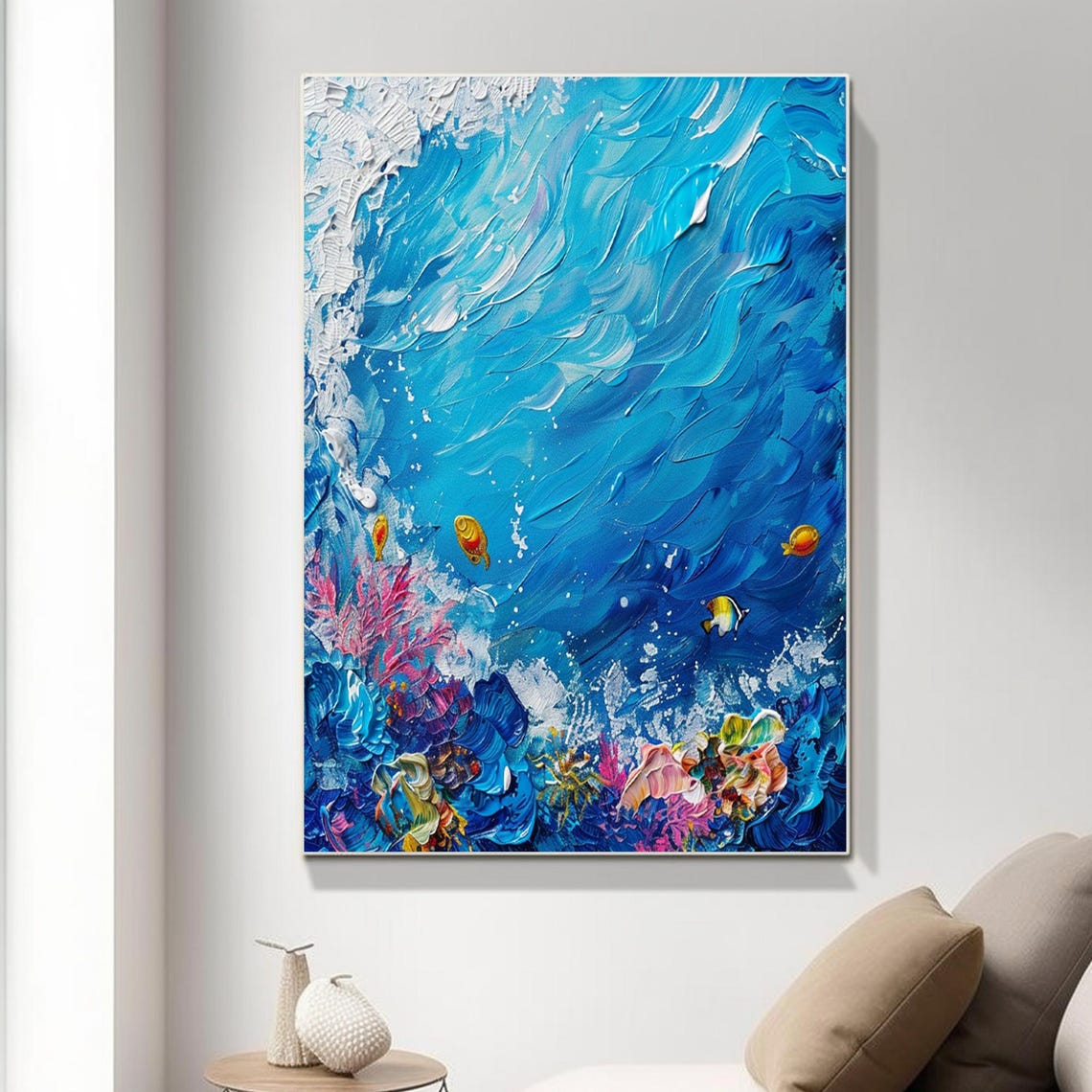 Blue Ocean Waves Colorful Coral Fish Lively Seascape Art Poster - Image 5