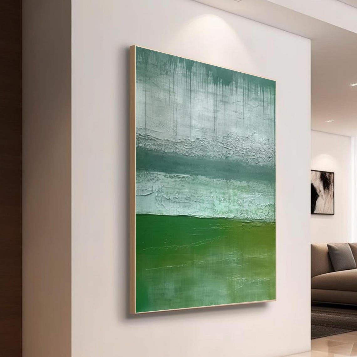 Layered Green Abstract With Drips Textured Minimalist Art Poster - Image 5