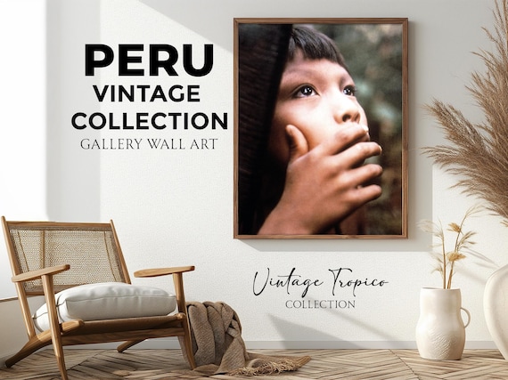 Indigenous Amazon Child Portrait Ethereal Rainforest Vintage Wall Art