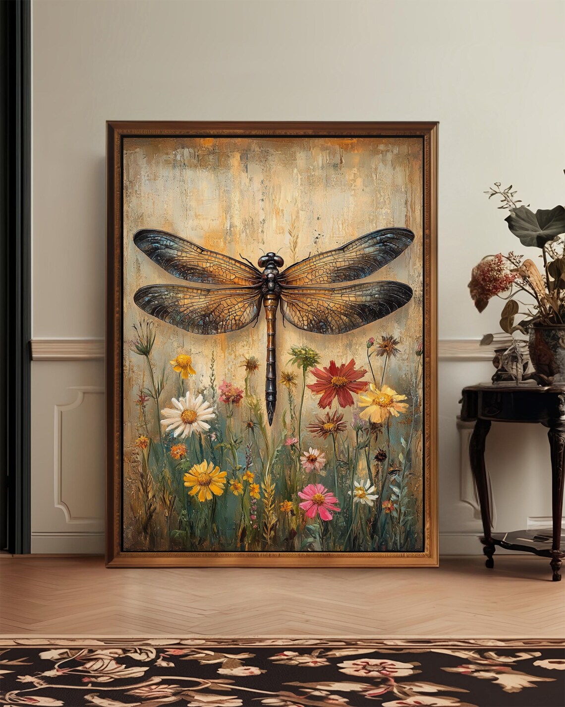 Dragonfly Vintage Maximalist Wall Art Print