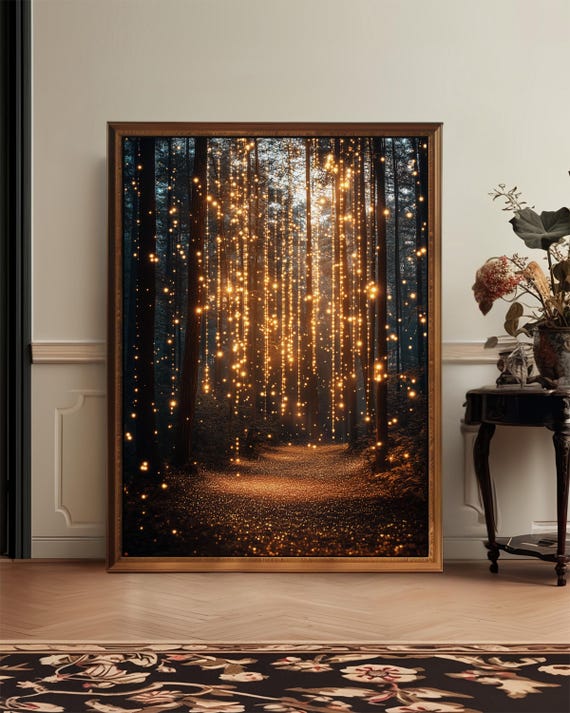 Magical Forest Wall Art Print Botanical Moody Nature Decor