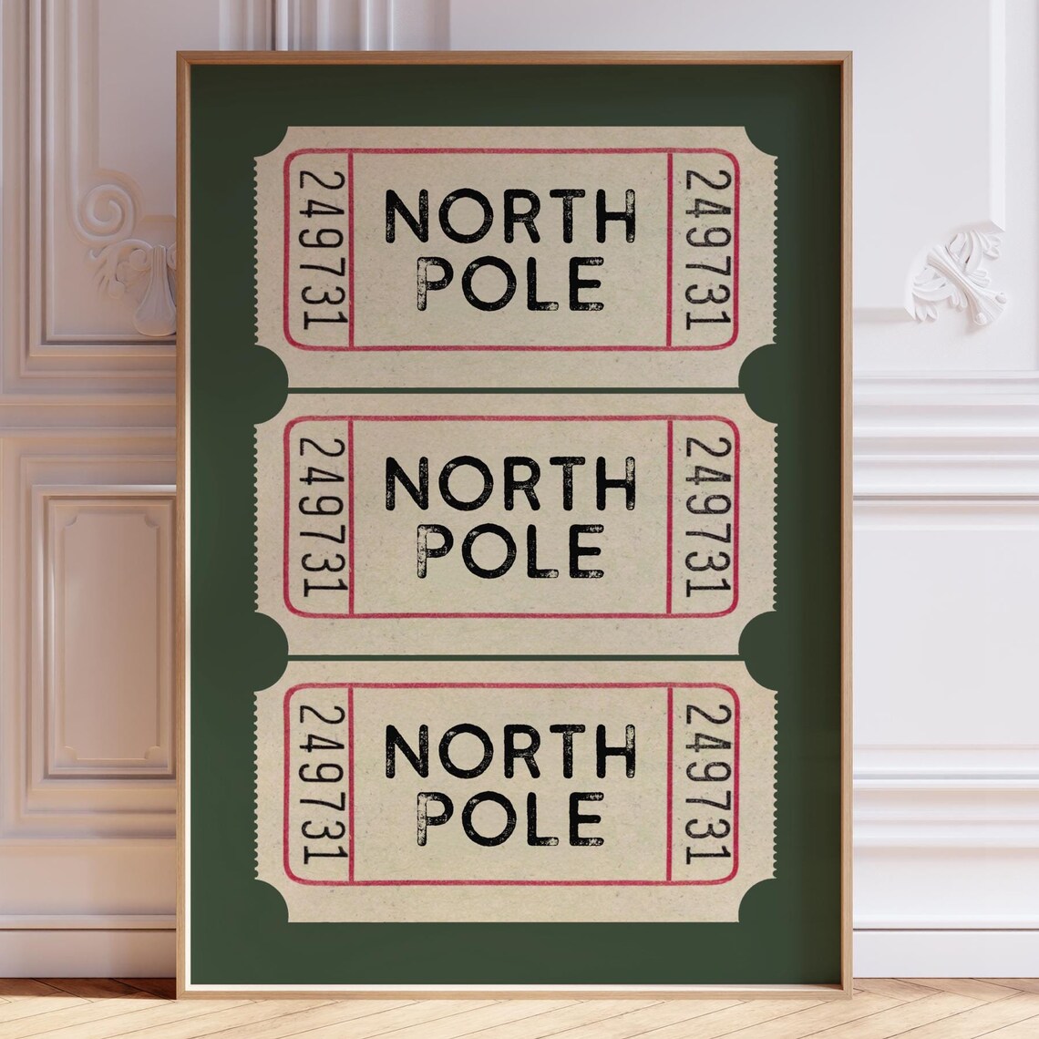 North Pole Ticket Retro Christmas Travel Poster - Image 4