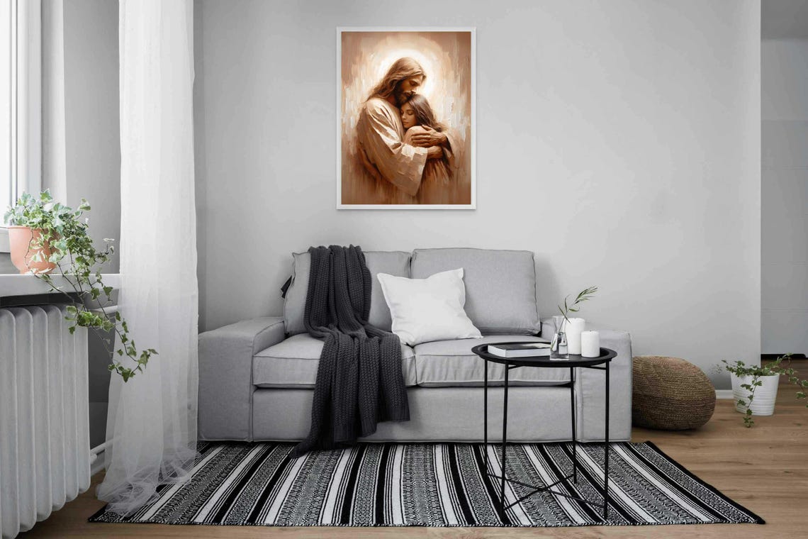 A Safe Embrace Christian Wall Art Jesus And Girl Art Picture Of Christ Lds Painting Bible Prints Jesus With Woman Christian Painting - Image 4