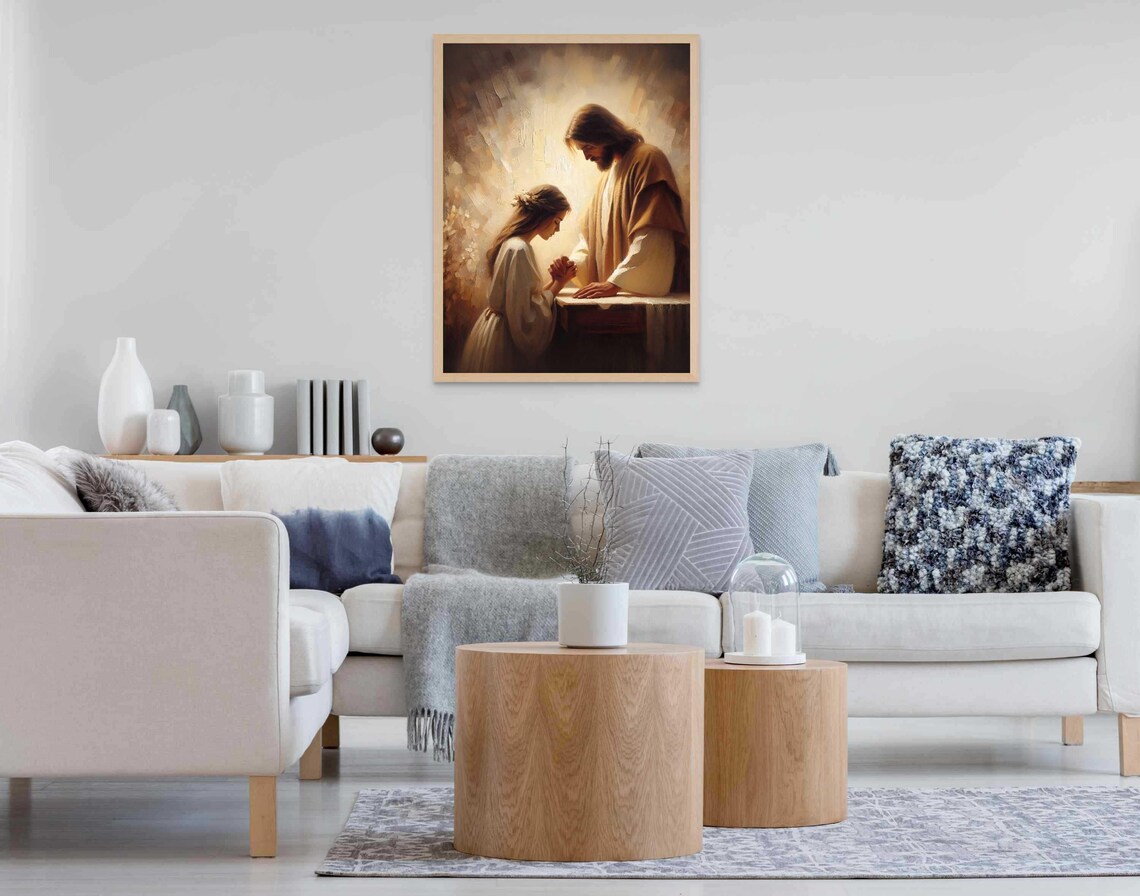 Divine Touch Christian Wall Art Jesus And Girl Art Jesus Wall Art Lds Prints Bible Painting Jesus Heals A Woman Jesus Christ Art - Image 7