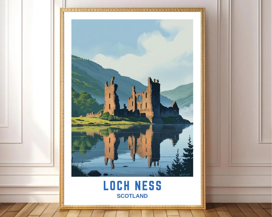 Loch Ness Castle Vintage Travel Poster, Scotland