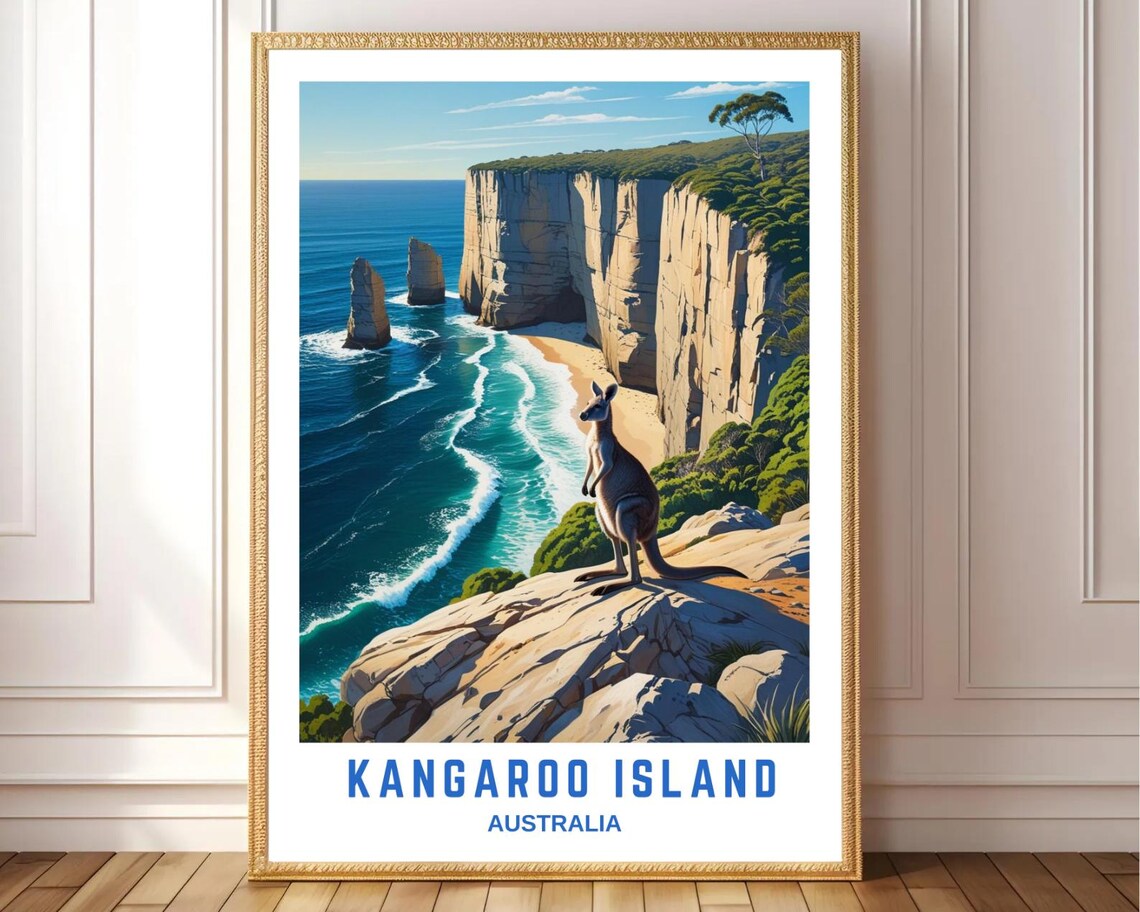 Kangaroo Island Retro Australia Travel Poster