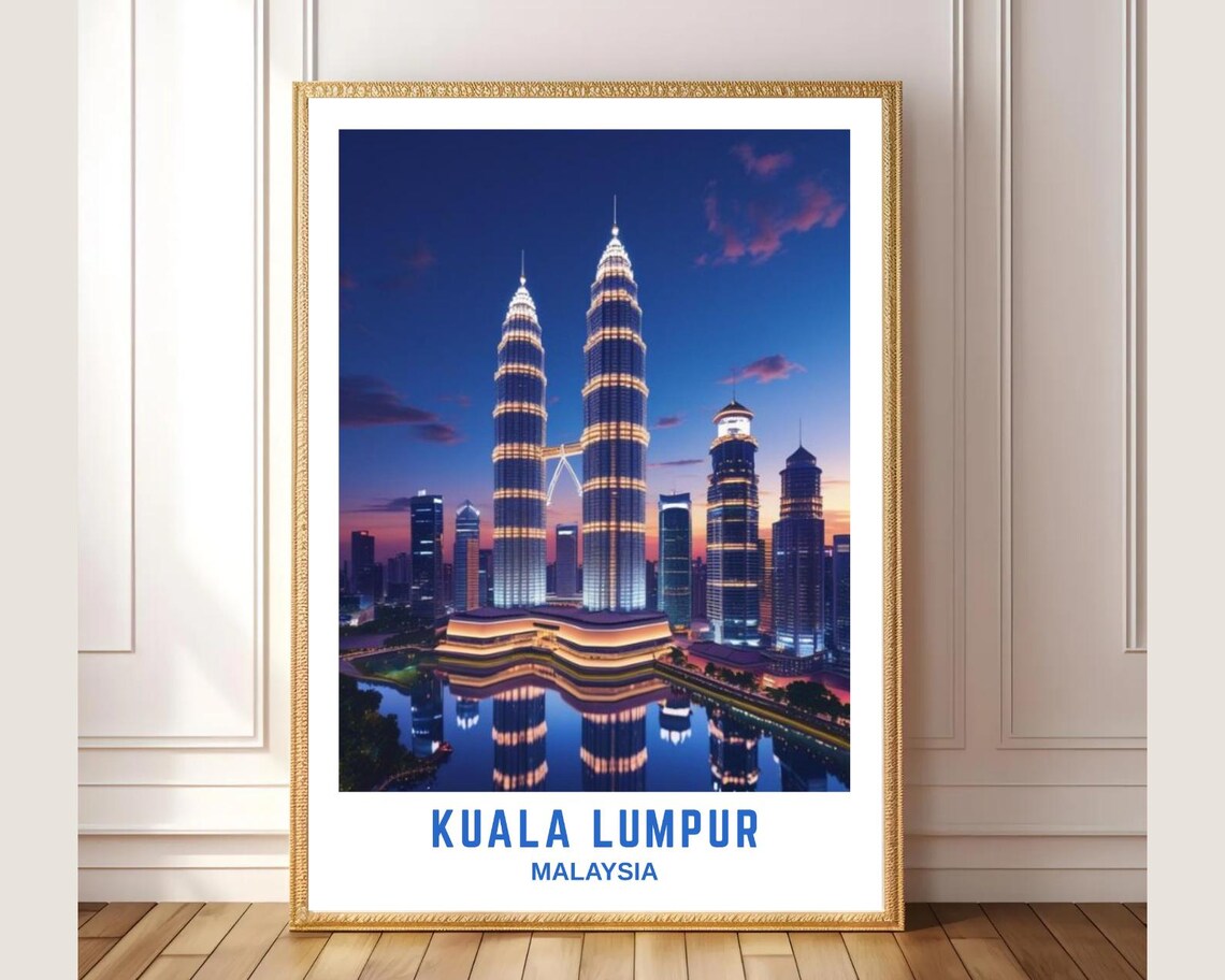 Kuala Lumpur City Skyline Wall Art Print Petronas Twin Towers Poster Malaysia Travel Photography Modern Cityscape Home Decor