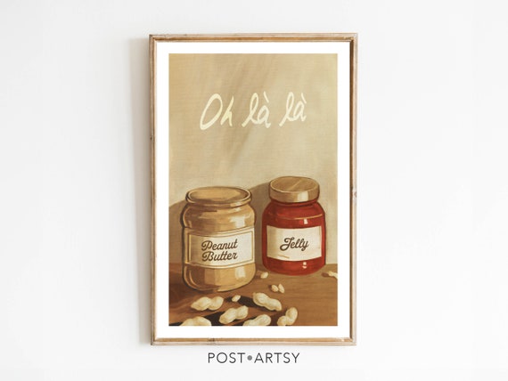 Fun Kitchen Art Wall Decor Pbj Oh La La Vintage Style Classical Painting Poster Print Cooking Humor Food Charming Gift For Friend