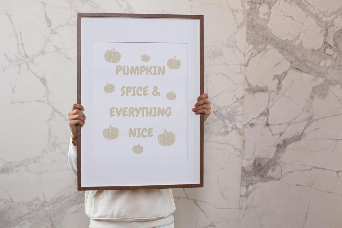 Pumpkin Spice and Everything Nice Beige Fall Wall Kitchen Poster - Image 2