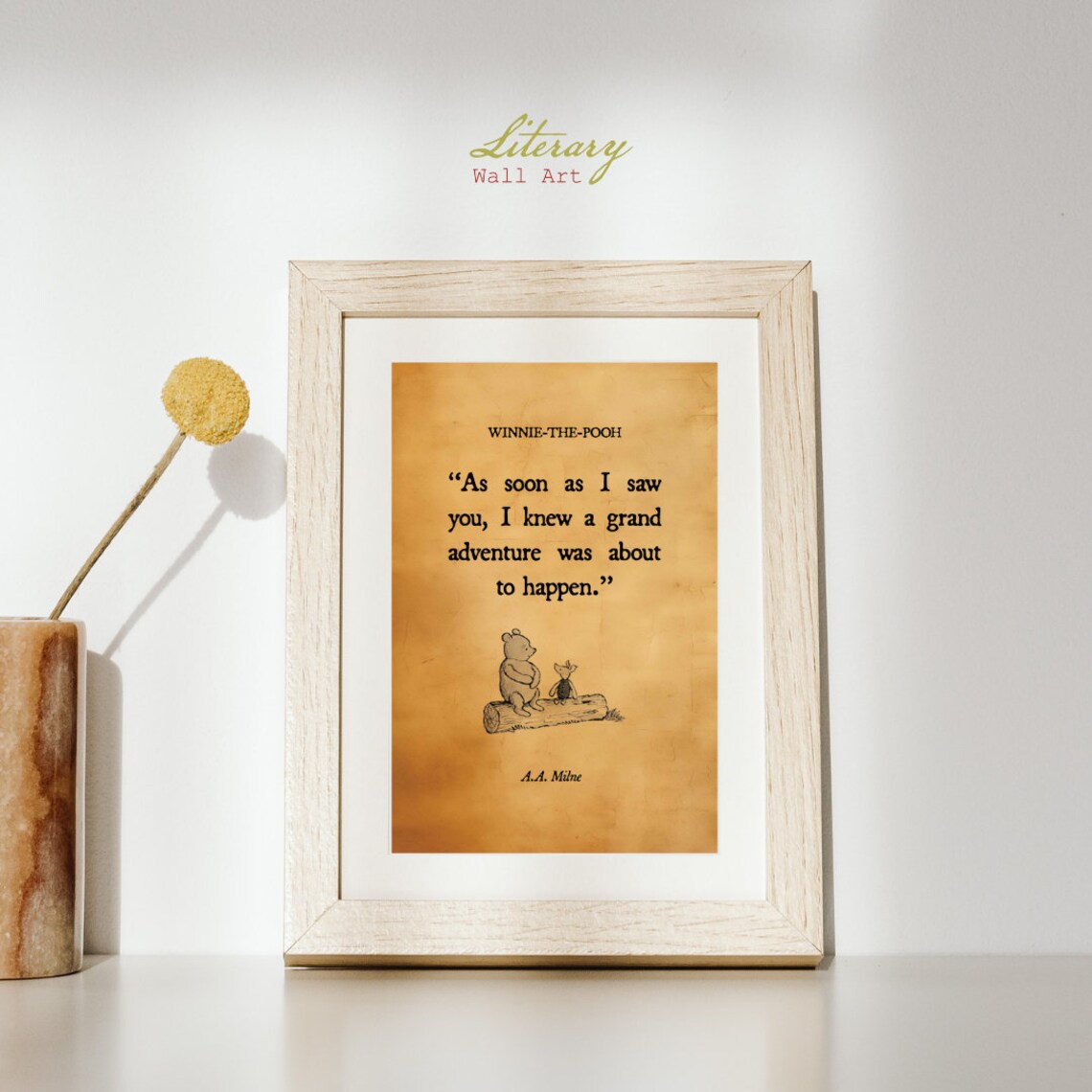 Winnie The Pooh Quote Poster "Grand Adventure About To Happen" Vintage Parchment